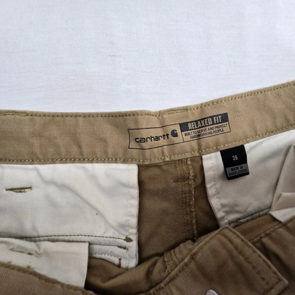 Carhartt Mens Rugged Flex Relaxed Fit Canvas Cargo Work Shorts Tan 36 BS3542-M